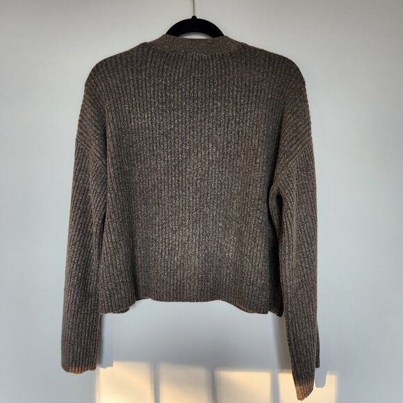 UpWest NWT Size M Comfy Cropped Ribbed Cardigan & Sweater Pant Set Brown Heather - Picture 9 of 15